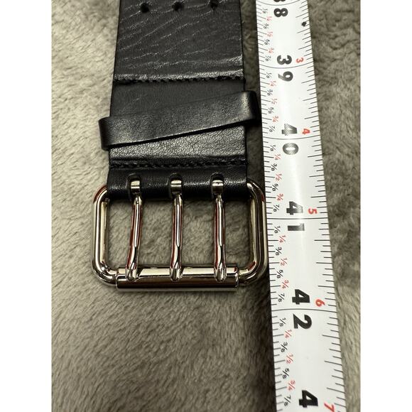 Fendi Black Leather Triple Buckle Belt Italy 90/36 Stitch Detail Genuine Leather - Picture 9 of 9